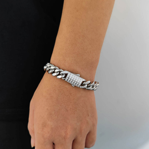 Luxury Moissanite Diamond Cuban Link <b>Bracelet</b> White Gold Finish Hip Hop Statement Jewelry Gift - Product Image 1