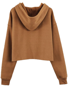 Women's Casual Cropped Hoodie Short Sleeve Windproof Anti-UV Simple Fleece Sweatshirt with Hood Custom Apparel - Product Image 2
