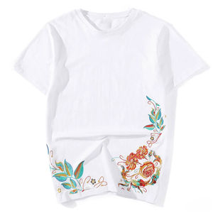 T-shirts en coton de haute qualité à épaules tombantes et coupe ample pour hommes, légers, coupe classique, avec logo personnalisé et broderie de caractères - Product Image 1