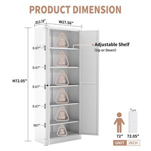 Organizzatore Autoportante in Metallo Bianco da 72 Pollici, Armadio Dispensa Resistente con 5 Ripiani Regolabili, Montaggio Senza Attrezzi - Product Image 4