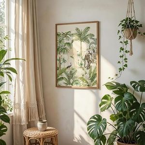 Marco de Fotos Rectangular Vertical de Madera Sólida Hecho a Mano con Imagen a Todo Color de Escena Tropical de Selva, Ecológico, para Montar en la Pared, Diseño Minimalista - Product Image 2