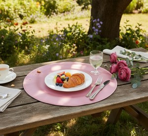 Premium Pink Cotton Round Placemat Dining <b>Table</b> Mat for Home Hotel Restaurant and Kitchen Decor <b>Low</b> MOQ - Product Image 2