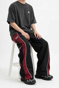 Pantalones Deportivos Negros para Hombre con Franja Lateral Blanca, Cintura Elástica con Cordón, Casuales, Transpirables, Ligeros, de Poliéster - Product Image 1