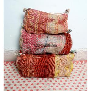 New Design Eco-Friendly Durable Large Cotton Kantha Tassel Zipper Closure Cosmetic Organizer Bag Pouch Gifts for Her Wedding - Product Image 1