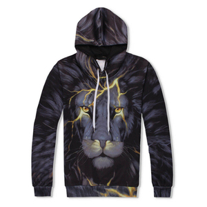 Ensemble de survêtement unisexe à capuche imprimé loup, coupe régulière, respirant, pour l'automne, en polyester, avec cordon de serrage et impression photo - Product Image 3