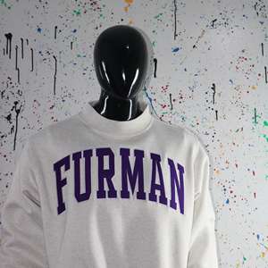 FURMAN ASH GREY <b>Mock</b> <b>Neck</b> Sweatshirt 100% PURPLE Applique Embroidery wide <b>neck</b> Sweatshirt Finer Threads - Product Image 4
