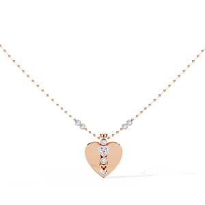 Classic 14K <b>Solid</b> <b>Gold</b> Heart and Round Cut Set Lab Diamond Solitaire <b>Pendant</b> Necklace for Women Party Gift - Product Image 2