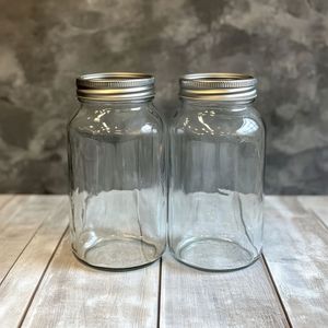 Pot en verre moderne avec couvercle en métal, élégant récipient de rangement pour comptoir, cuisine, garde-manger, café, thé, sucre - Product Image 1