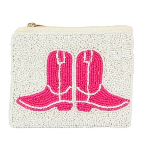 HOWDY Beaded Coin Purse Pink Velvet Nashville Boutique Pouch Western Cowgirl Bag Charm Handmade Seed <b>Bead</b> Embroidery Artistry - Product Image 5