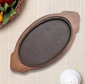 Plaque à brownie en fonte antiadhésive de qualité professionnelle avec base en bois, écologique, compatible lave-vaisselle, design classique - Product Image 1