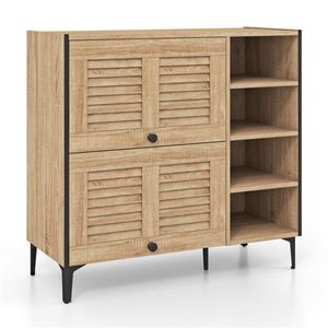 Scarpiera Moderna Stile Fattoria con Ripiano Regolabile e Anta a Ribalta in MDF, Antipolvere, Salvaspazio, per Organizzazione Domestica - Product Image 2