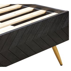 Premium Look Wooden Bed Frame With Chevron Wood <b>Panel</b> Design, Statement <b>Headboard</b> And Footboard <b>For</b> Modern Bedroom Furniture - Product Image 4