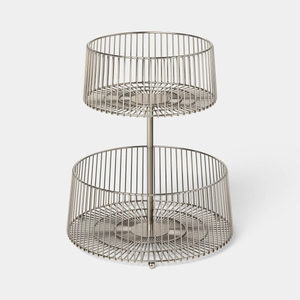 Cesta de Almacenamiento Metálica de 2 Niveles, Diseño Redondo, Color Negro, para Cocina, Exhibición de Artículos Diversos, Cesta Decorativa - Product Image 3