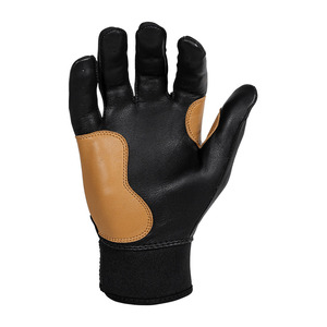 Unique Style Baseball Batting Gloves Black Leather Reinforced Palm Support Breathable <b>Flex</b> Fit Adjustable Wrist OEM Supply - Product Image 3