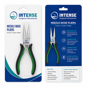 Pince à bec long professionnel en acier inoxydable, pince de précision pour la fabrication de bijoux, poignée antidérapante, outil à main, logo personnalisé OEM - Product Image 6