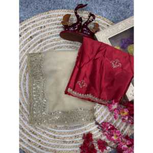 Sari de soirée de créateur avec broderie de sequins et de zari pour les occasions spéciales - Product Image 3