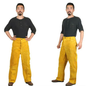 Pantalon de soudeur en cuir de vachette de qualité supérieure, résistant, pour la protection des jambes, vêtements de travail pour la construction et la soudure - Product Image 2