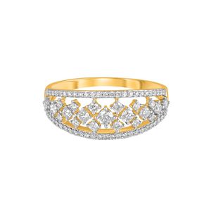Anillo de banda ancha floral calado con diamante redondo cultivado en laboratorio en oro amarillo - Product Image 3