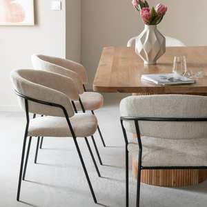 Chaise ronde Vandana Lyra Vista en tissu écru (lot de 2) - Product Image 1