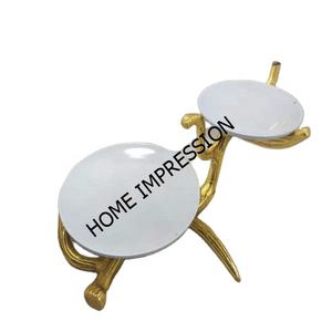 Nueva colección de artes y artesanías indias, soporte de diseñador de asta chapada en oro para cuencos de Metal esmaltados blancos para regalar y servir artículos - Product Image 2