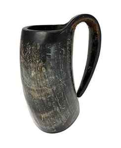 Mug à bouton-poussoir en corne de buffle polie, design marteau de Thor moderne, durable et écologique, pour bière, vin, whisky, café, fête, Uttar - Product Image 5