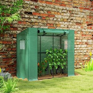 Serre de jardin portable extérieure avec couverture en PE résistante aux UV, petite taille 6,6 x 2,5 x 5,6 m, couleur verte - Product Image 1