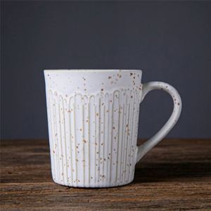 Vintage Ceramic <b>Mug</b> Vertical Stripes Creative Japanese-Style Coffee Cup Rustic <b>Earthenware</b> Cup - Product Image 3