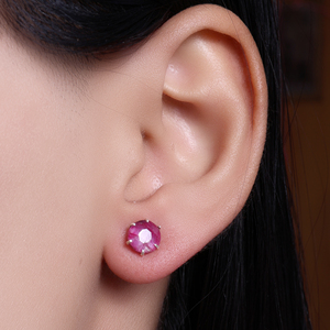 Boucles d'oreilles en rubis faites à la main en Inde, argent sterling 925, bijoux en pierres précieuses pour femmes et filles, à porter lors de mariages et de fêtes - Product Image 1