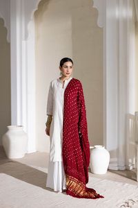 Purple Embroidered <b>Shawl</b> With Gold Border Traditional <b>Indian</b> Ethnic Scarf For Women Wedding Engagement Wear - Product Image 2