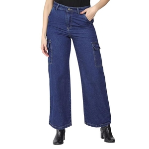 กางเกงยีนส์ทรงตรงเอวสูงผ้ายืดสำหรับผู้หญิง - Product Image 1