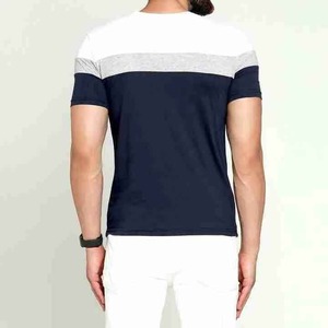 Camiseta de Manga Corta con Cuello Redondo para Hombre, con Ribete en Contraste, de Algodón Tejido, Color Sólido Informal, Corte Regular - Product Image 2