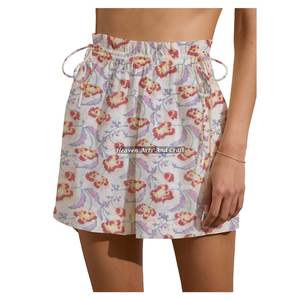 Shorts de week-end personnalisés à cordon de serrage, imprimés sur mesure, en coton doux, imprimé intégral, pantalon de pyjama pour femme, short d'été à imprimé bloc - Product Image 4