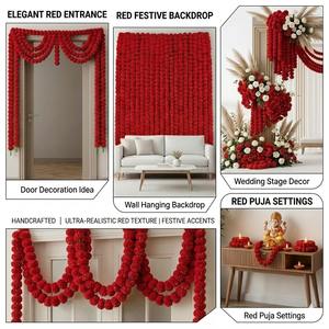 Guirnalda de Caléndulas para Diwali, Flores Artificiales de Caléndula Largas, Decoración India para Pooja, Bodas, Fiestas, Navidad, San Valentín - Product Image 2