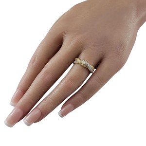Bague en or 14K/18K avec diamant de laboratoire, bague croisée bicolore or et diamant, bague de luxe en or avec pavé de diamants, pour un usage quotidien - Product Image 4