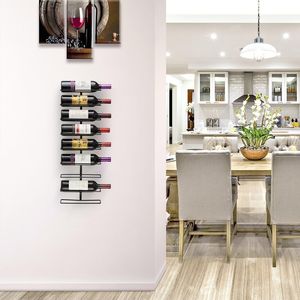 Portabottiglie da Parete Moderno in Metallo Nero per 9 Bottiglie, Ideale per Casa, Bar e Cucina - Product Image 4