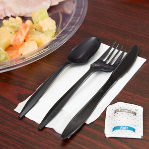 Eco-Friendly Biodegradable Disposable <b>Plastic</b> Cutlery Sets-Knife Fork Spoon Napkin Salt Pepper Individually <b>Wrapped</b> PP/PS Party - Product Image 2