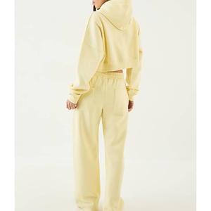 ชุดวอร์มทรงสลิมฟิต 400GSM ปี 2026  ชุดเซ็ตเสื้อครอปฮู้ดดี้แบบมีซิป กางเกงจ็อกเกอร์ ผ้าฝ้ายเฟรนช์เทอร์รี่ เอวสูง สำหรับผู้หญิง  ชุดออกกำลังกาย  สั่งซื้อขั้นต่ำน้อย - Product Image 6