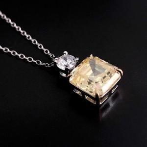 Collar moderno de plata de ley color amarillo citrino, piedra de nacimiento de noviembre, regalo de cumpleaños, boda, San Valentín para mujer - Product Image 5