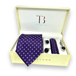 Conjunto de Corbata y Pañuelo de Bolsillo de Diseño Premium en Color Morado |   Conjunto de Corbata de Lujo para Hombre, para Negocios, Eventos Formales, Bodas, con Caja de Regalo - Product Image 3