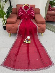 プレミアレディウェア ヴィチトラ ヘビーティビー シルクジョーゼット レヘンガ サリー 伝統的な結婚式 卒業式 ディワリ 夏 春 パーティー - Product Image 5