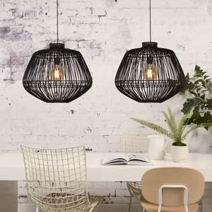 Abat-jour de plafond en rotin conçu comme une cage décorative en rotin tressé pour installation au plafond, sans source lumineuse incluse - Product Image 4