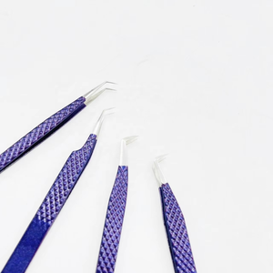 Super Vente GSI-ZA -578 Pince à Épiler Professionnelle Anti-Magnétique Diamant Violet 10mm pour Cils, Lot de 4 Pièces en Acier Inoxydable - Product Image 4