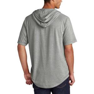 เสื้อสเวตเชิ้ตแขนสั้นมีฮู้ดสีเทาสำหรับผู้ชาย ทรงปกติ ผ้าถัก สีพื้น สวมใส่สบาย ระบายอากาศได้ดี เหมาะสำหรับฤดูร้อน - Product Image 3