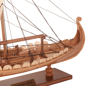 B036 - Modèle de petit navire viking, navire long en bois artisanal, décoration nautique, cadeau pour collectionneur, objet de présentation 40Lx23Wx31.8H cm - Product Image 4