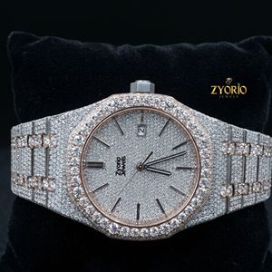 Reloj Octagonal con Incrustaciones de Moissanita para Hombre, Personalizado en Dos Tonos, Oro Rosa y Acero Inoxidable, con Diamantes Incrustados - Product Image 5