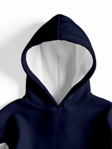 Sweat à capuche unisexe surdimensionné bleu marine et blanc, personnalisé avec logo, épais, respirant, imperméable, style streetwear, avec poche - Product Image 2