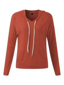 Sudadera Ligera Personalizada para Mujer, Cuello en V, Manga Larga, Jersey de Algodón, con Cordón, Top Delgado, Venta al Por Mayor OEM - Product Image 3