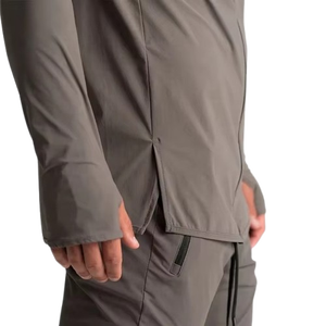 Chaqueta Cortavientos de Forro Polar para Hombre, Corte Ajustado, Cierre de Cremallera, Cuello Alto, Transpirable, Color Sólido, Estilo Casual para Otoño, Largo Regular - Product Image 2