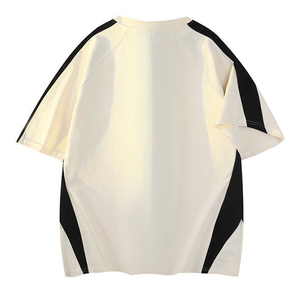 T-shirt décontracté à manches courtes pour homme, grande taille, color-block noir et blanc, coupe ample, idéal pour l'été - Product Image 5