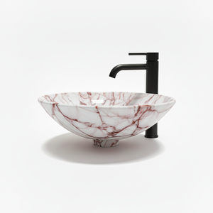 Metal Wash Basin Red <b>Marble</b> Design Brushed Finish Round <b>Table</b> <b>Top</b> Bathroom Sink for Hotel & Home Vanity - Product Image 1